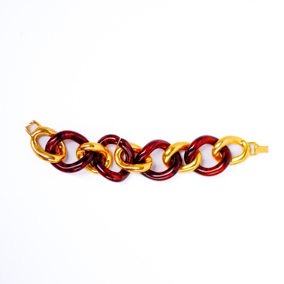 KENNETH JAY LANE Chain Link Bracelet - Gold & Brown Tortoise - Picture 5 of 9